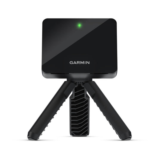 Garmin Approach R10 launch monitor on tripod, front view